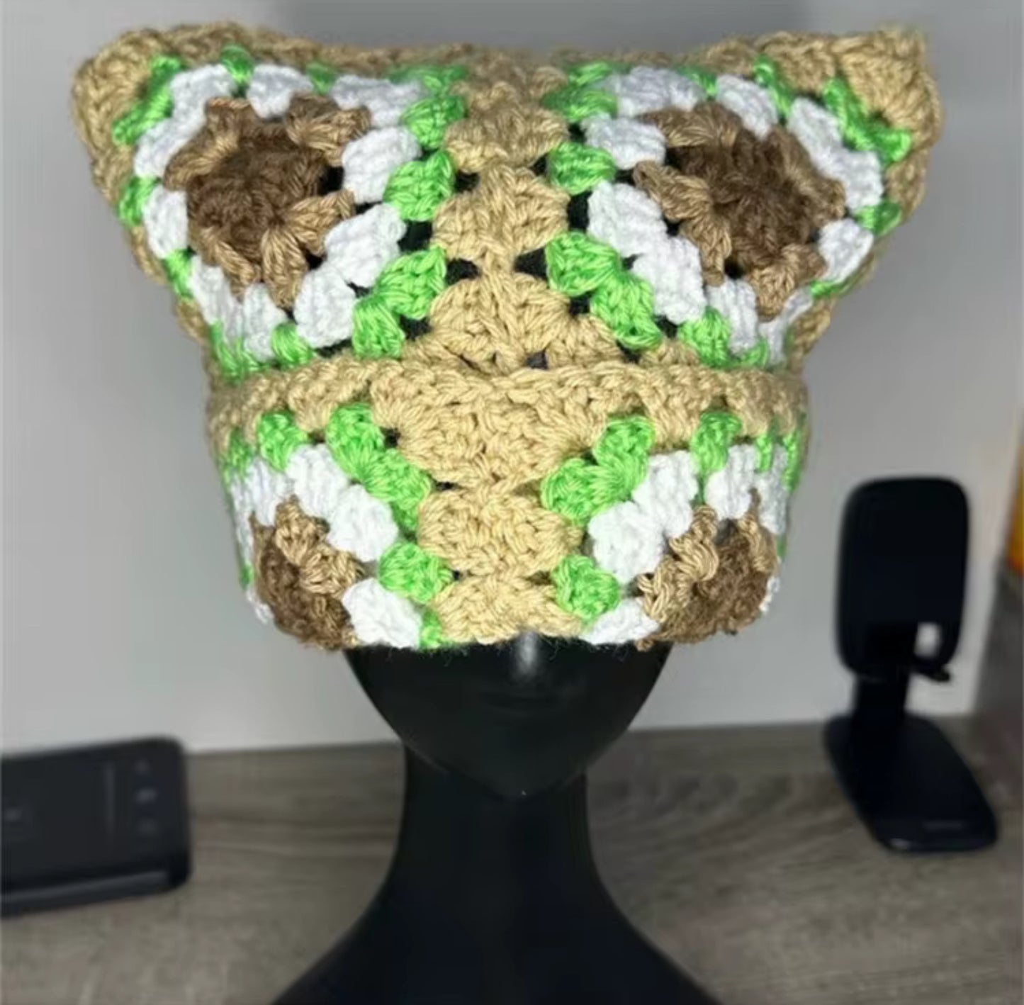 Grandma Square Cat Ear Beanie
