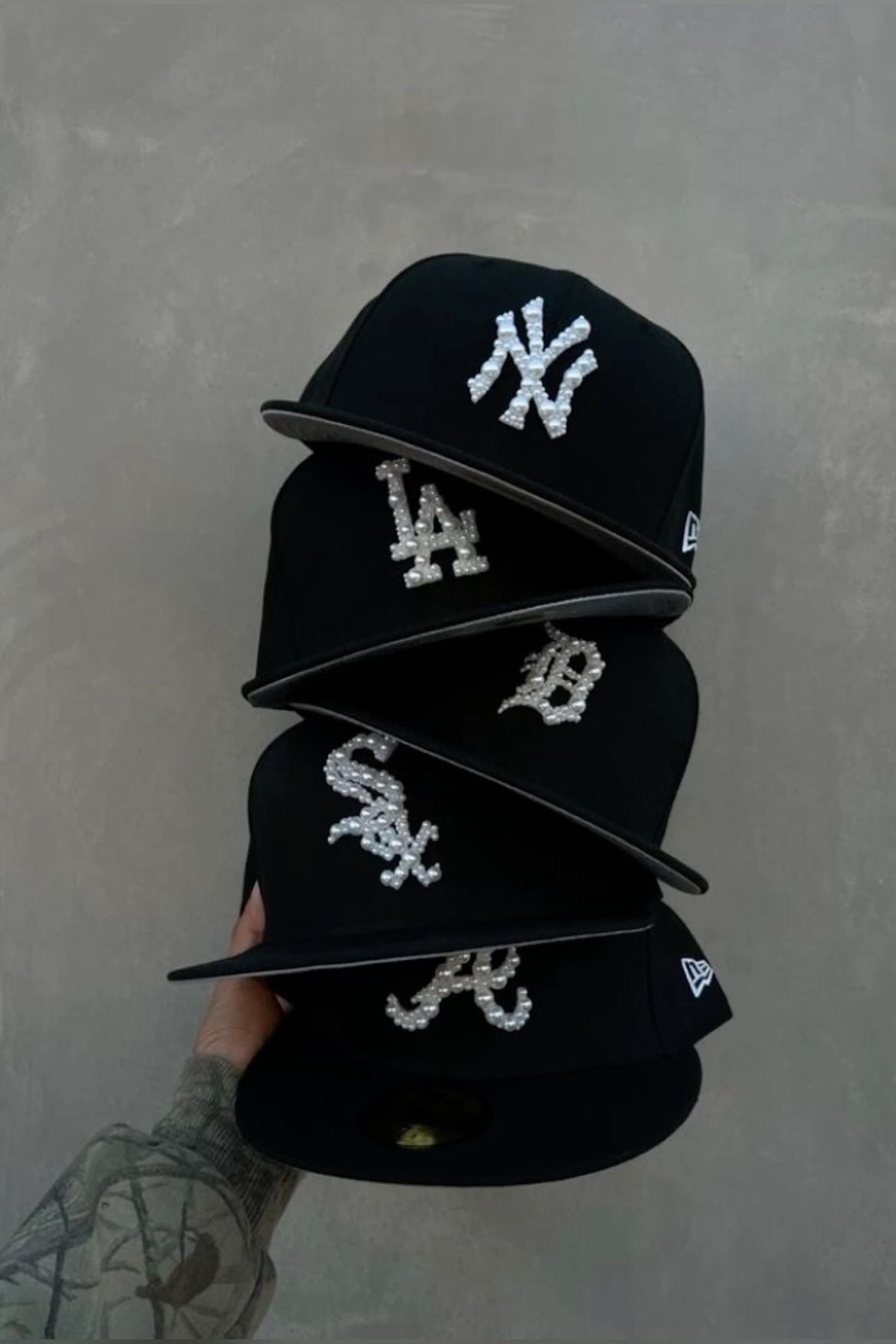 Custom Pearl Studded Logo Baseball Cap