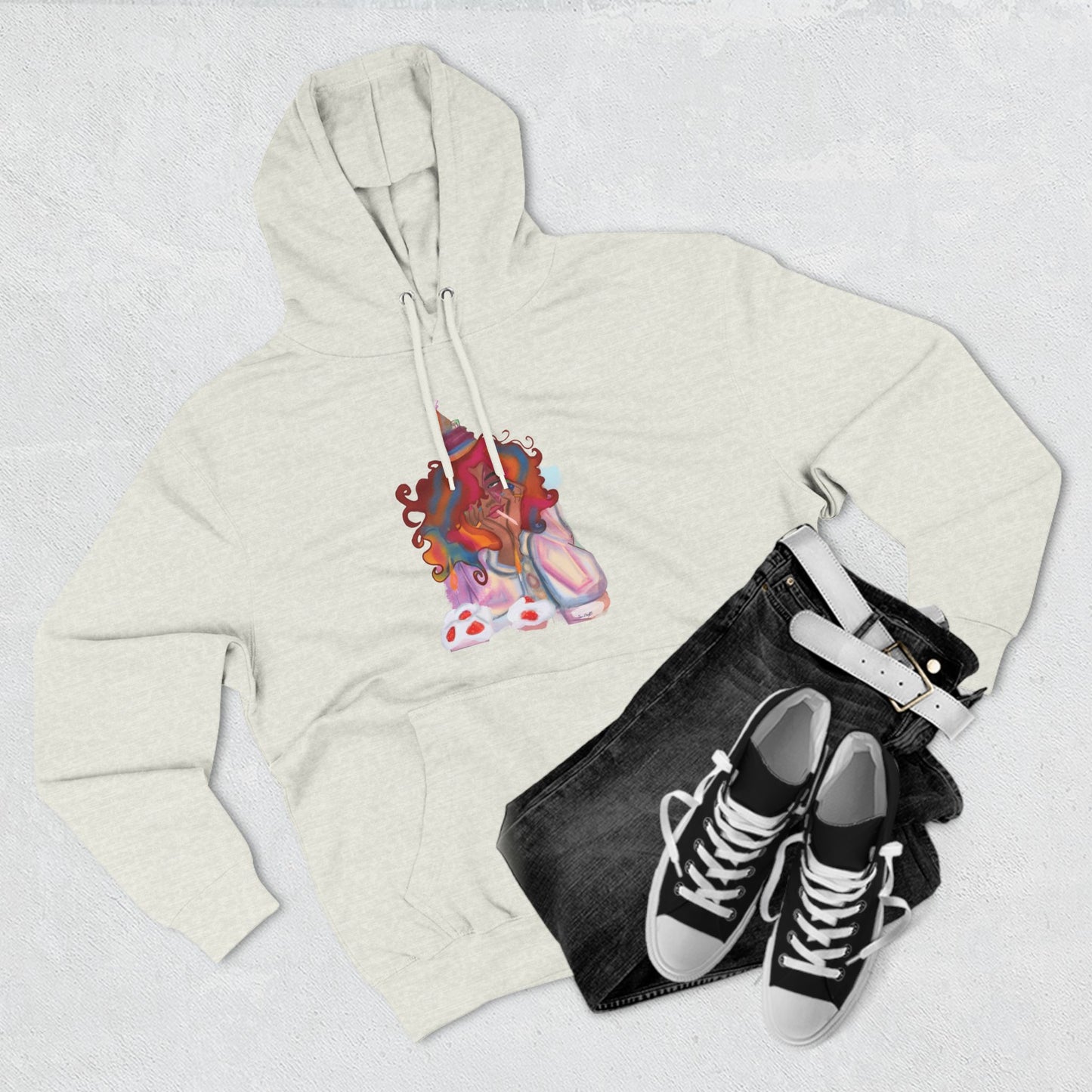 Exclusive ‘ Confetti Hues’ Three -Panel Fleece Hoodie